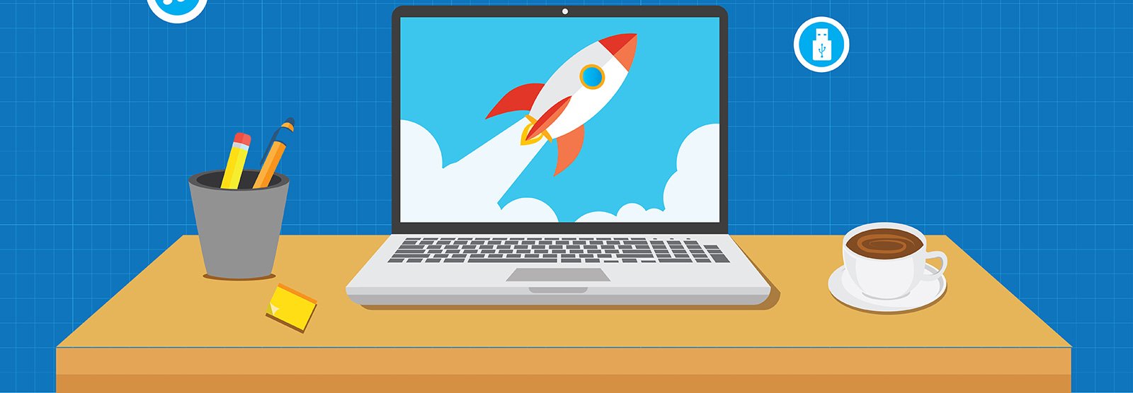 a computer shows a rocket launching