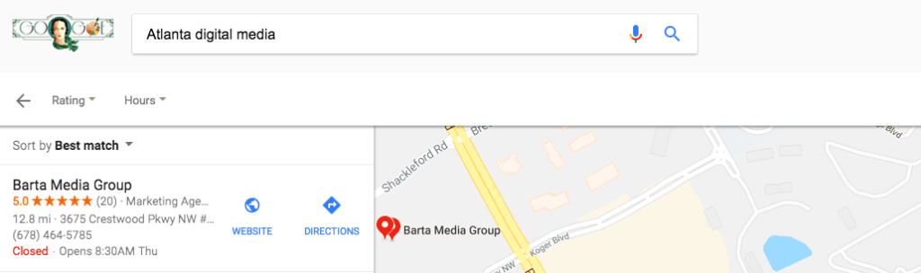 Barta Media Group's listing on google maps