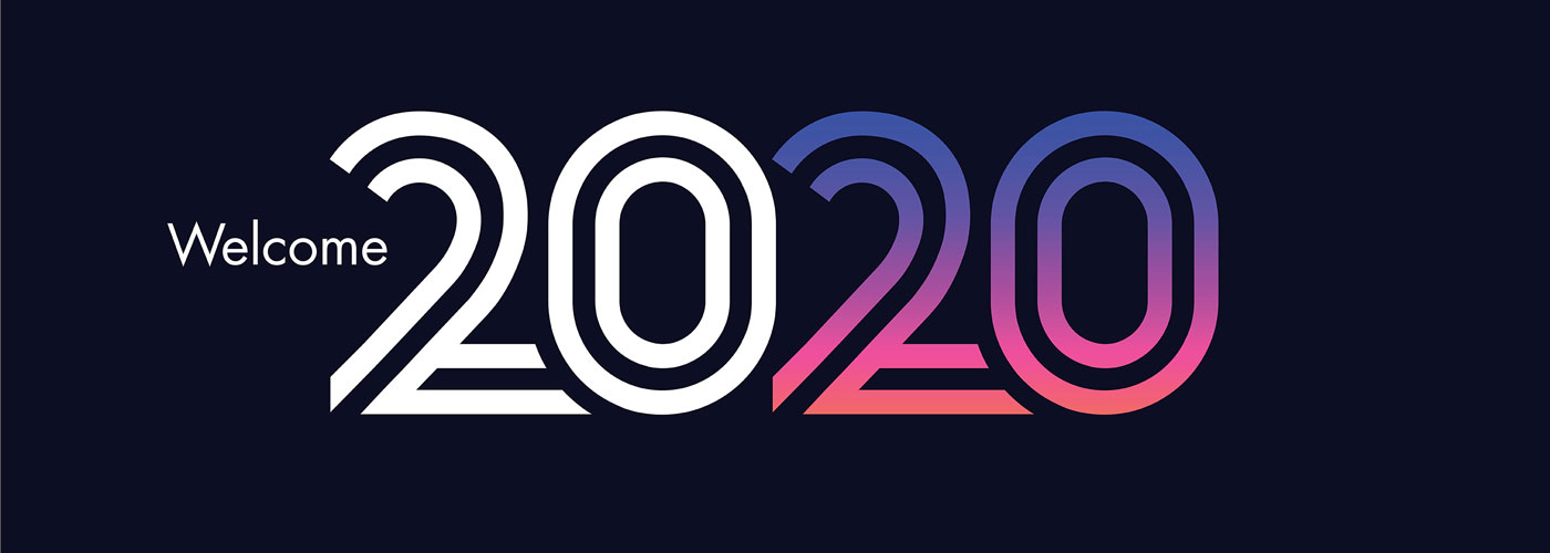 a banner welcoming the year 2020