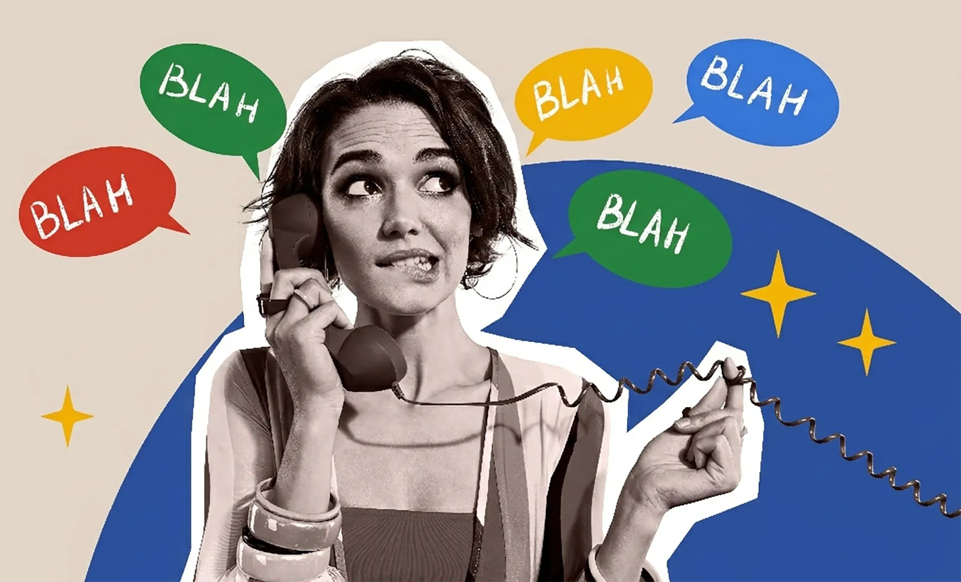 woman listening to nonsense on the phone